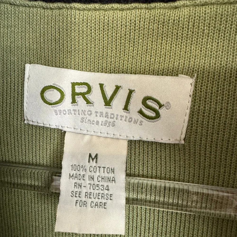 Orvis Mens M Black Cotton Shaker Knit Full Zip Shooting Sweater Vest Outdoor